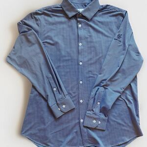 Mizzen + Main Spinnaker Shirt Mens XL Blue White Check East Lake Logo